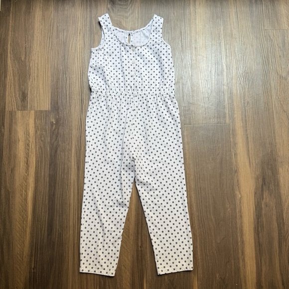 Janie and‎ Jack White Floral Patterned Jumpsuit Girls Sz 5 Ribbon Accents Spring - Picture 2 of 4